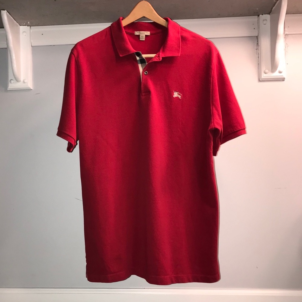 VGUC Burberry Brit Deep Claret Polo Shirt. Sz L.
